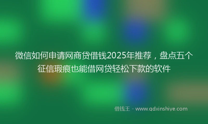 微信如何申请网商贷借钱2025年推荐，盘点五个征信瑕疵也能借网贷轻松下款的软件