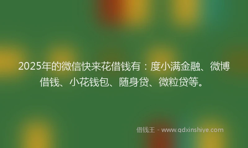 2025年的微信快来花借钱有：度小满金融、微博借钱、小花钱包、随身贷、微粒贷等。