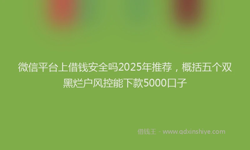 微信平台上借钱安全吗2025年推荐，概括五个双黑烂户风控能下款5000口子