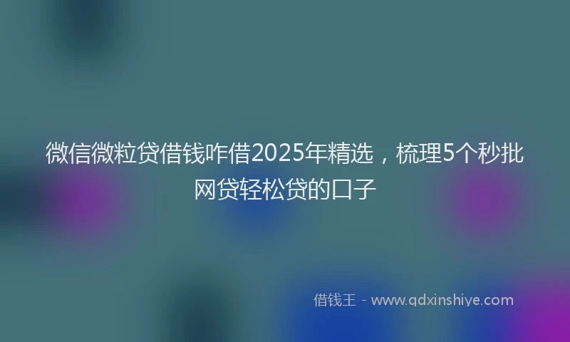 微信微粒贷借钱咋借2025年精选，梳理5个秒批网贷轻松贷的口子