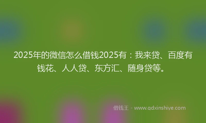 2025年的微信怎么借钱2025有：我来贷、百度有钱花、人人贷、东方汇、随身贷等。
