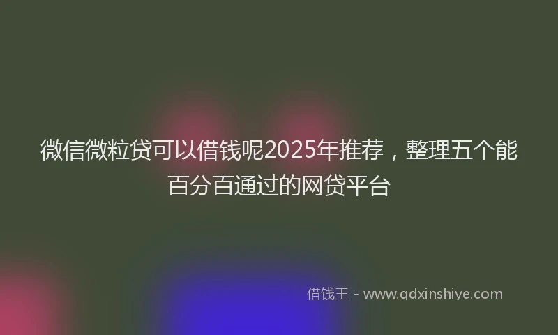 微信微粒贷可以借钱呢2025年推荐，整理五个能百分百通过的网贷平台