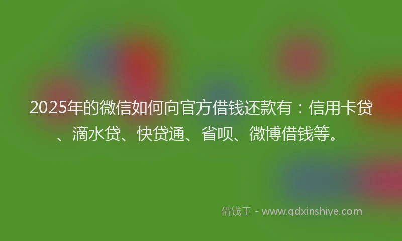 2025年的微信如何向官方借钱还款有：信用卡贷、滴水贷、快贷通、省呗、微博借钱等。