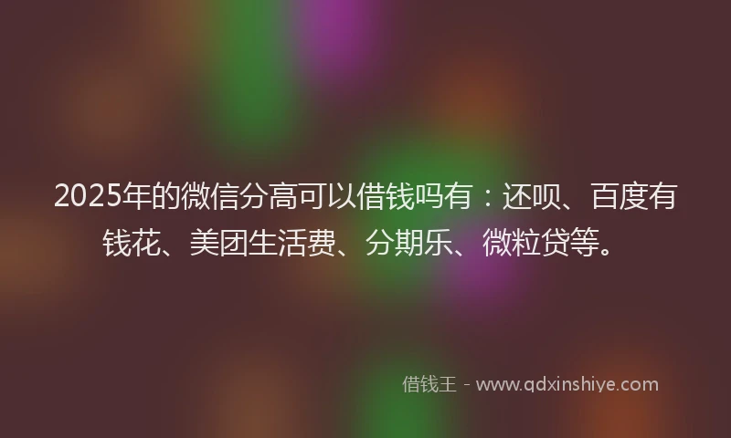 2025年的微信分高可以借钱吗有：还呗、百度有钱花、美团生活费、分期乐、微粒贷等。