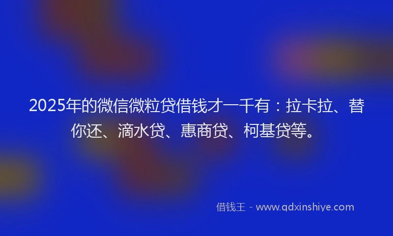 2025年的微信微粒贷借钱才一千有：拉卡拉、替你还、滴水贷、惠商贷、柯基贷等。