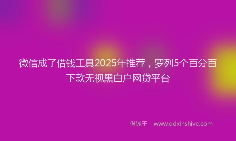 微信成了借钱工具2025年推荐，罗列5个百分百下款无视黑白户网贷平台