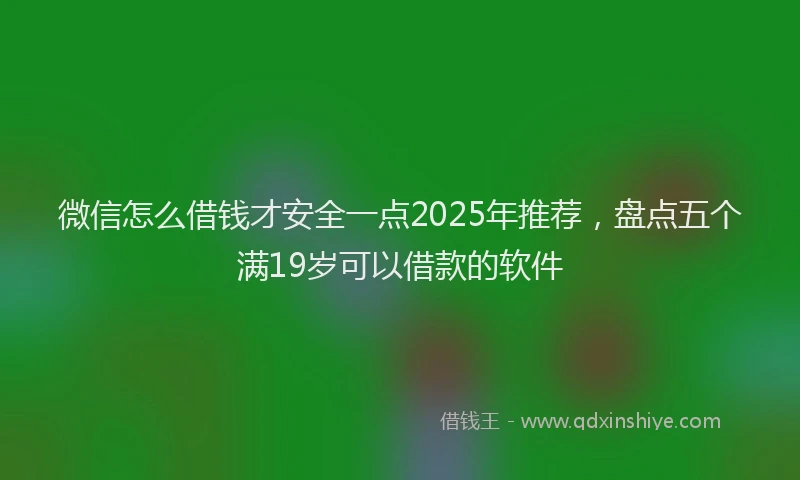 微信怎么借钱才安全一点2025年推荐，盘点五个满19岁可以借款的软件