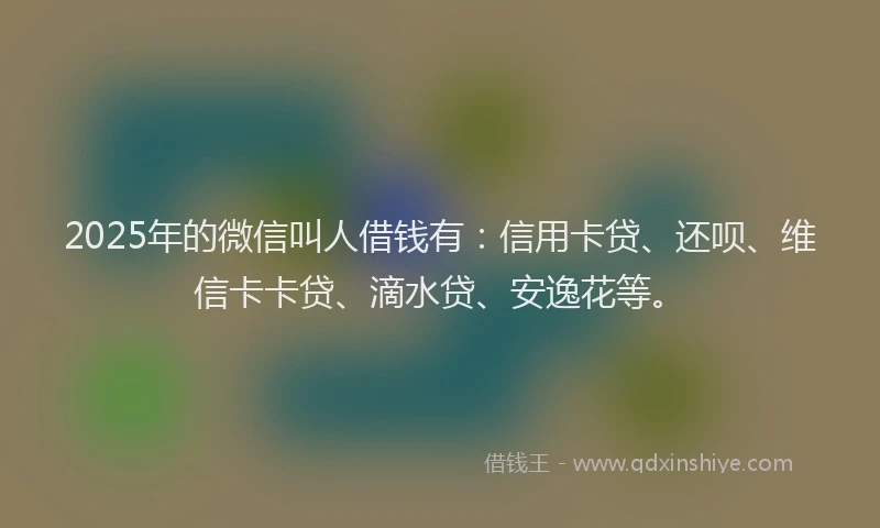 2025年的微信叫人借钱有：信用卡贷、还呗、维信卡卡贷、滴水贷、安逸花等。