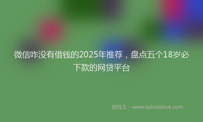 微信咋没有借钱的2025年推荐，盘点五个18岁必下款的网贷平台