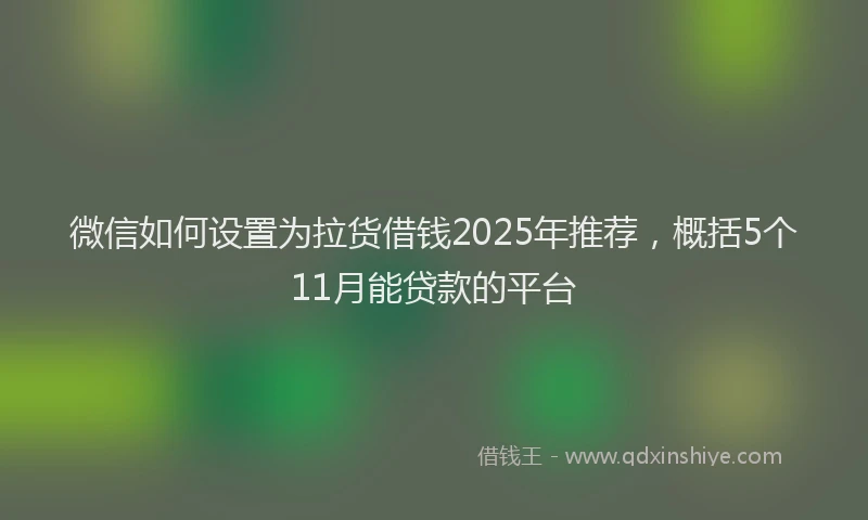 微信如何设置为拉货借钱2025年推荐，概括5个11月能贷款的平台