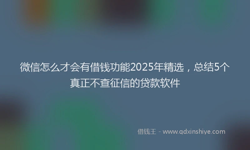 微信怎么才会有借钱功能2025年精选，总结5个真正不查征信的贷款软件
