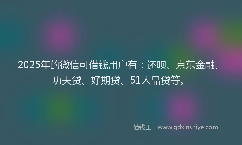 2025年的微信可借钱用户有：还呗、京东金融、功夫贷、好期贷、51人品贷等。