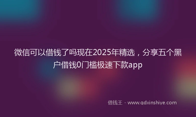 微信可以借钱了吗现在2025年精选，分享五个黑户借钱0门槛极速下款app