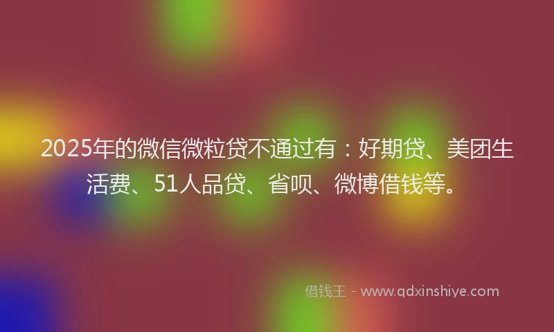 2025年的微信微粒贷不通过有：好期贷、美团生活费、51人品贷、省呗、微博借钱等。
