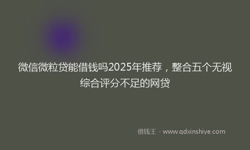 微信微粒贷能借钱吗2025年推荐，整合五个无视综合评分不足的网贷