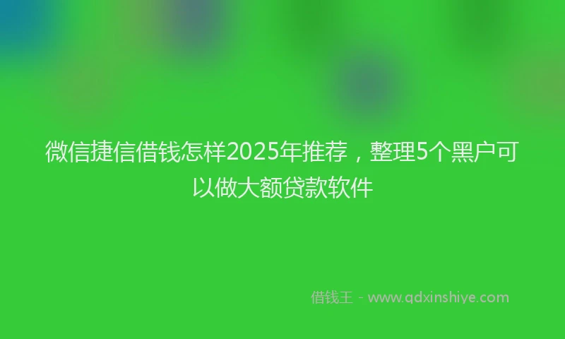 微信捷信借钱怎样2025年推荐，整理5个黑户可以做大额贷款软件