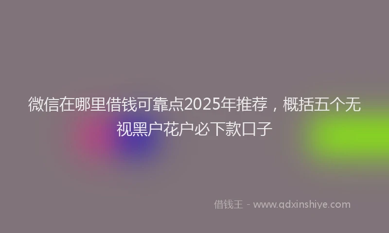 微信在哪里借钱可靠点2025年推荐，概括五个无视黑户花户必下款口子