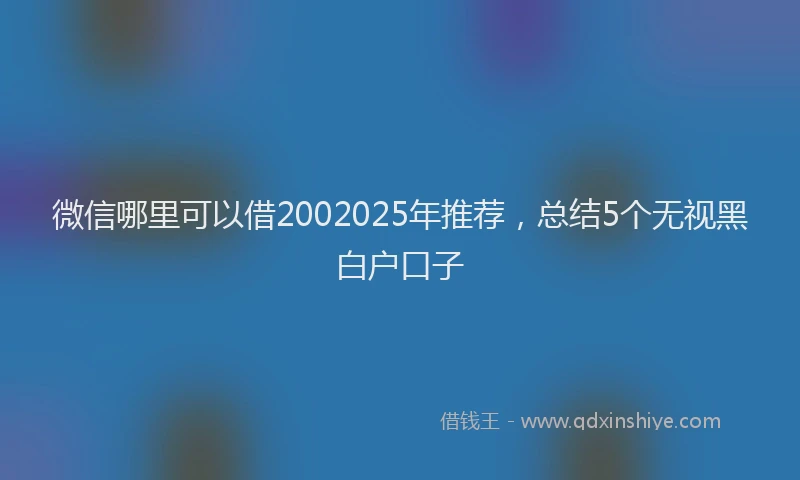 微信哪里可以借2002025年推荐，总结5个无视黑白户口子