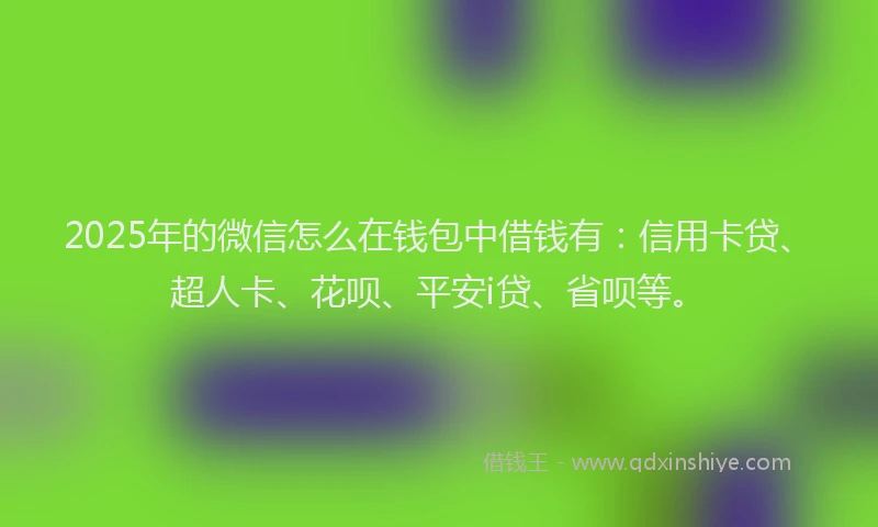 2025年的微信怎么在钱包中借钱有：信用卡贷、超人卡、花呗、平安i贷、省呗等。