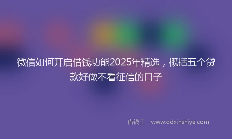 微信如何开启借钱功能2025年精选，概括五个贷款好做不看征信的口子