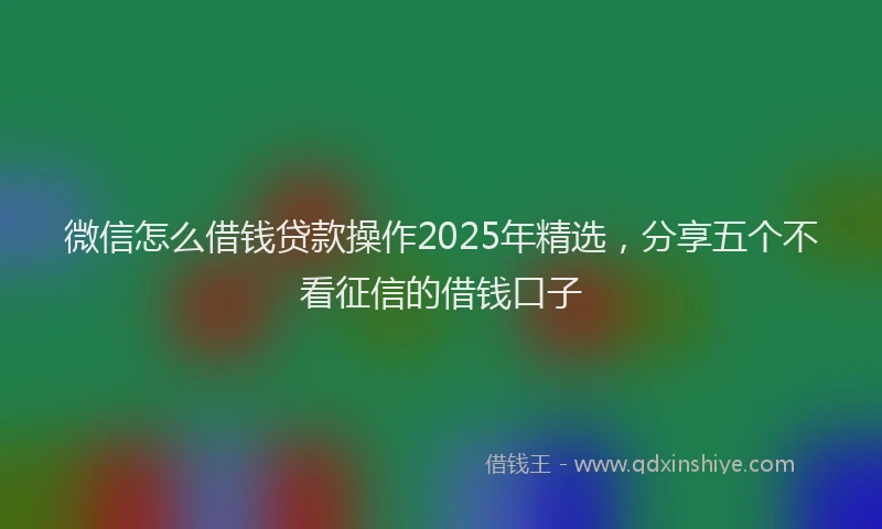微信怎么借钱贷款操作2025年精选，分享五个不看征信的借钱口子
