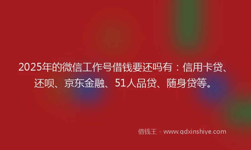 2025年的微信工作号借钱要还吗有：信用卡贷、还呗、京东金融、51人品贷、随身贷等。