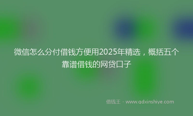 微信怎么分付借钱方便用2025年精选，概括五个靠谱借钱的网贷口子
