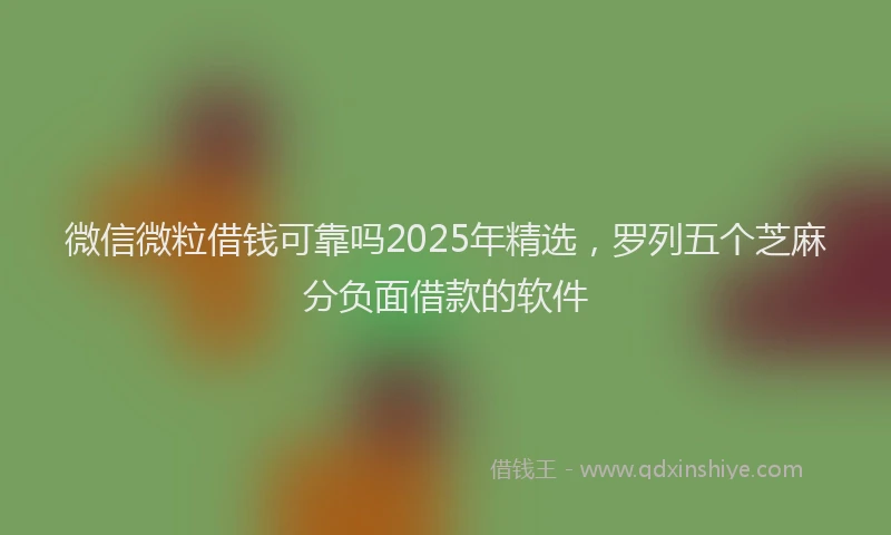 微信微粒借钱可靠吗2025年精选，罗列五个芝麻分负面借款的软件