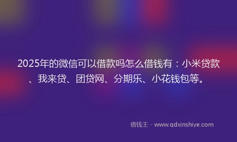 2025年的微信可以借款吗怎么借钱有：小米贷款、我来贷、团贷网、分期乐、小花钱包等。