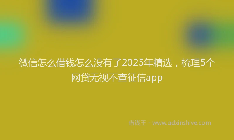 微信怎么借钱怎么没有了2025年精选，梳理5个网贷无视不查征信app