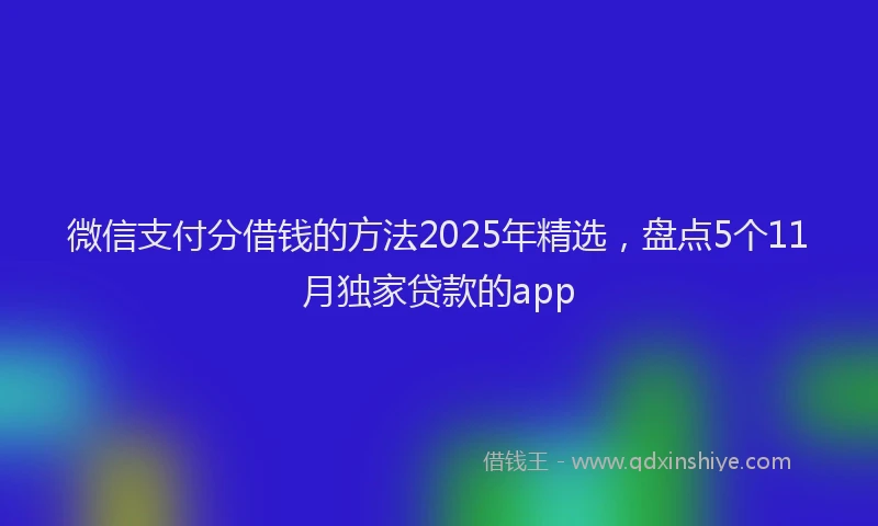 微信支付分借钱的方法2025年精选，盘点5个11月独家贷款的app
