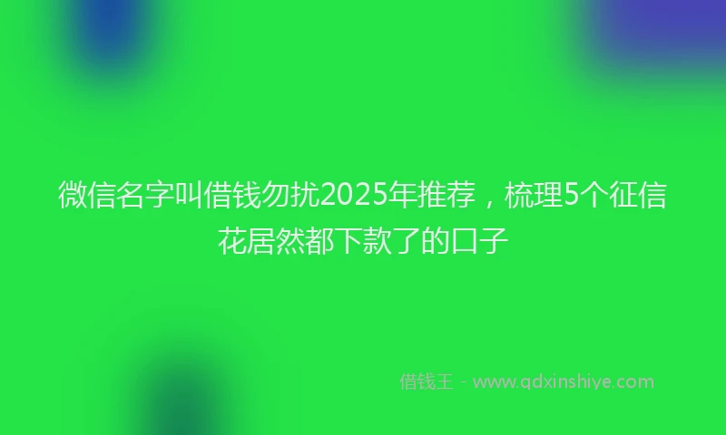 微信名字叫借钱勿扰2025年推荐，梳理5个征信花居然都下款了的口子