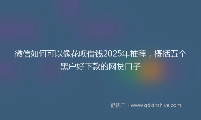 微信如何可以像花呗借钱2025年推荐，概括五个黑户好下款的网贷口子