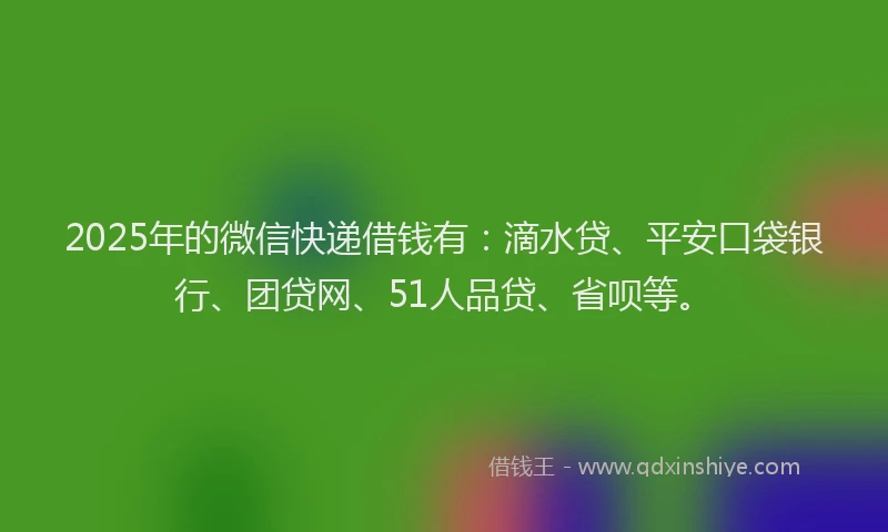 2025年的微信快递借钱有：滴水贷、平安口袋银行、团贷网、51人品贷、省呗等。