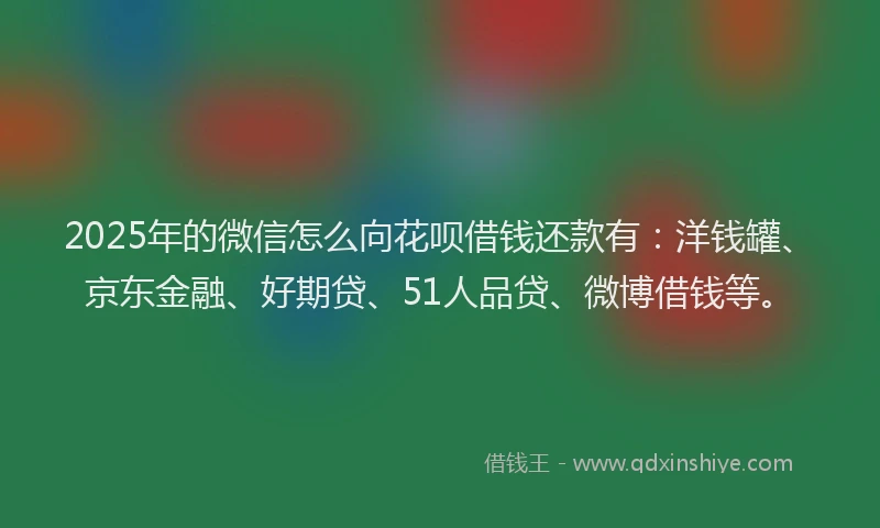 2025年的微信怎么向花呗借钱还款有：洋钱罐、京东金融、好期贷、51人品贷、微博借钱等。