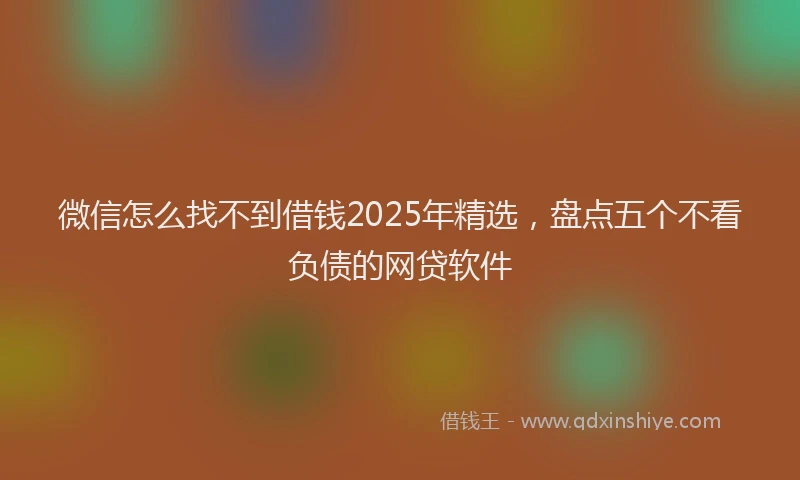 微信怎么找不到借钱2025年精选，盘点五个不看负债的网贷软件