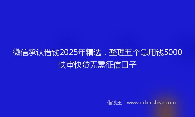 微信承认借钱2025年精选，整理五个急用钱5000快审快贷无需征信口子