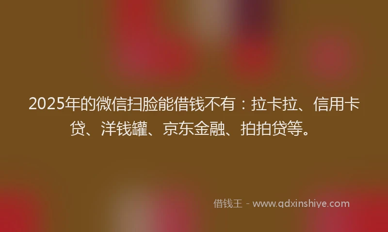 2025年的微信扫脸能借钱不有：拉卡拉、信用卡贷、洋钱罐、京东金融、拍拍贷等。