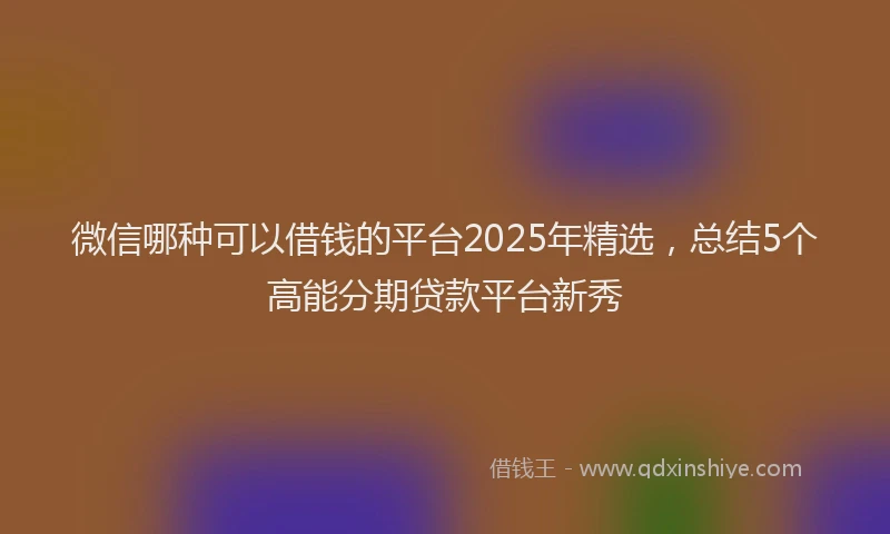 微信哪种可以借钱的平台2025年精选，总结5个高能分期贷款平台新秀