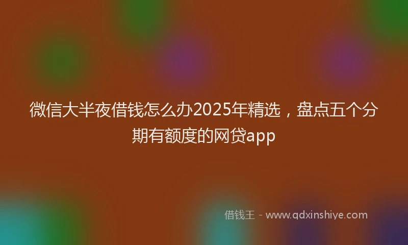 微信大半夜借钱怎么办2025年精选，盘点五个分期有额度的网贷app