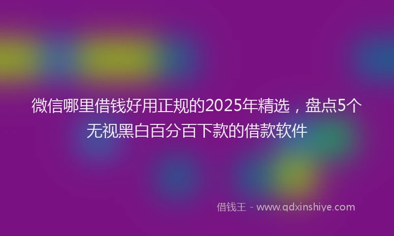 微信哪里借钱好用正规的2025年精选，盘点5个无视黑白百分百下款的借款软件