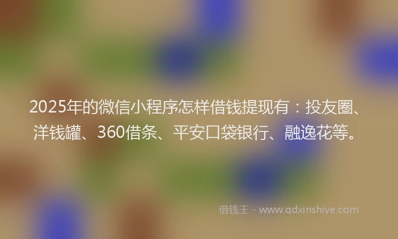 2025年的微信小程序怎样借钱提现有：投友圈、洋钱罐、360借条、平安口袋银行、融逸花等。