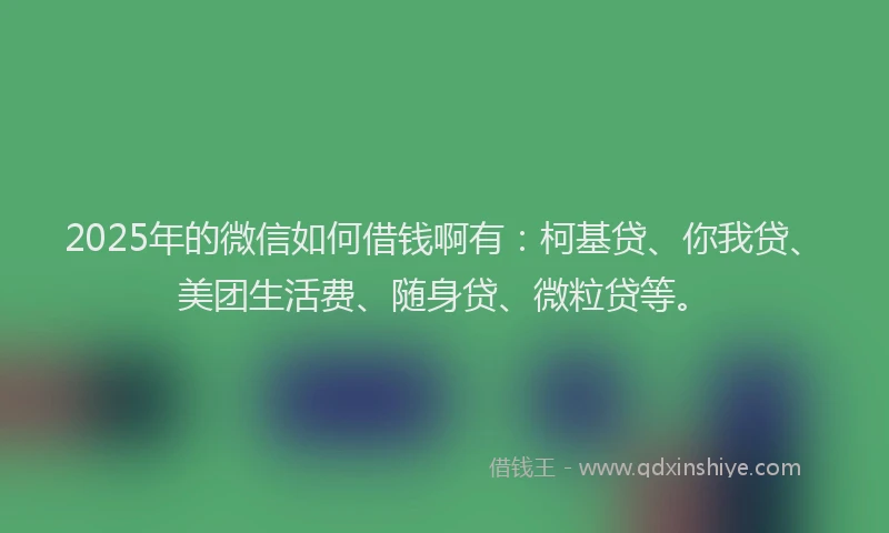 2025年的微信如何借钱啊有：柯基贷、你我贷、美团生活费、随身贷、微粒贷等。