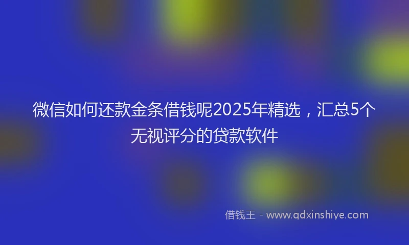 微信如何还款金条借钱呢2025年精选，汇总5个无视评分的贷款软件