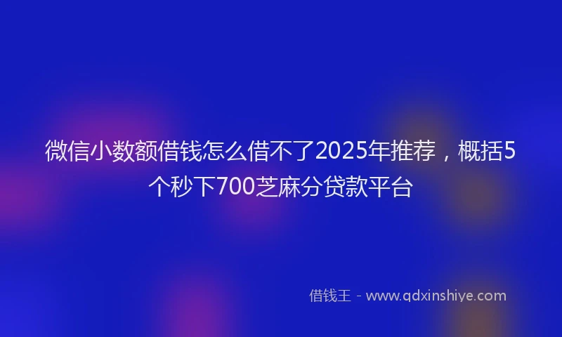 微信小数额借钱怎么借不了2025年推荐，概括5个秒下700芝麻分贷款平台