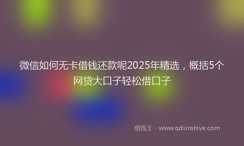 微信如何无卡借钱还款呢2025年精选，概括5个网贷大口子轻松借口子