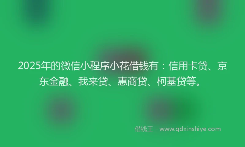 2025年的微信小程序小花借钱有：信用卡贷、京东金融、我来贷、惠商贷、柯基贷等。