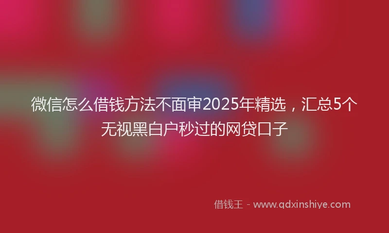 微信怎么借钱方法不面审2025年精选，汇总5个无视黑白户秒过的网贷口子