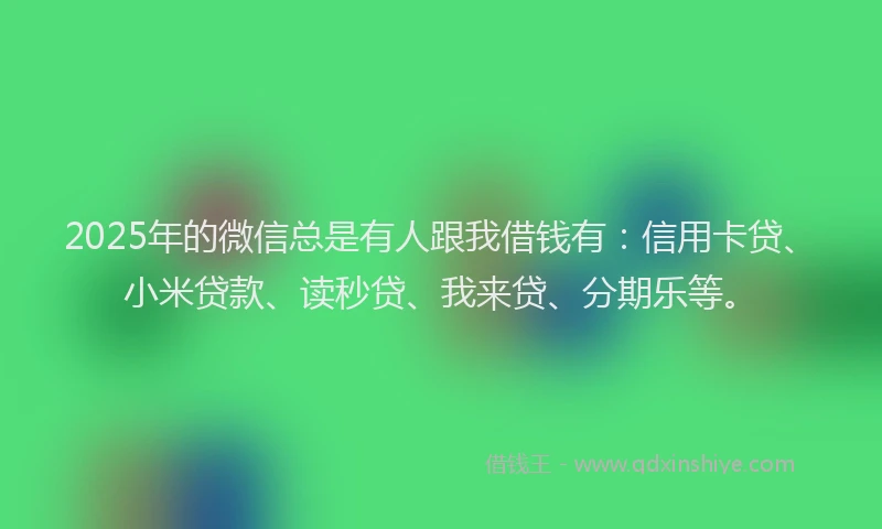 2025年的微信总是有人跟我借钱有：信用卡贷、小米贷款、读秒贷、我来贷、分期乐等。
