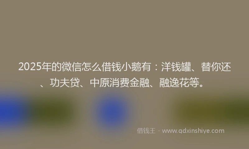 2025年的微信怎么借钱小鹅有：洋钱罐、替你还、功夫贷、中原消费金融、融逸花等。